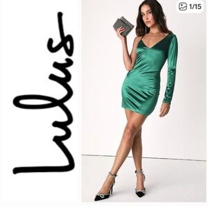 Lulu's Emerald One-Shoulder Dress